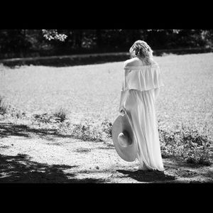 Super cute velvet maxi off the shoulder dress